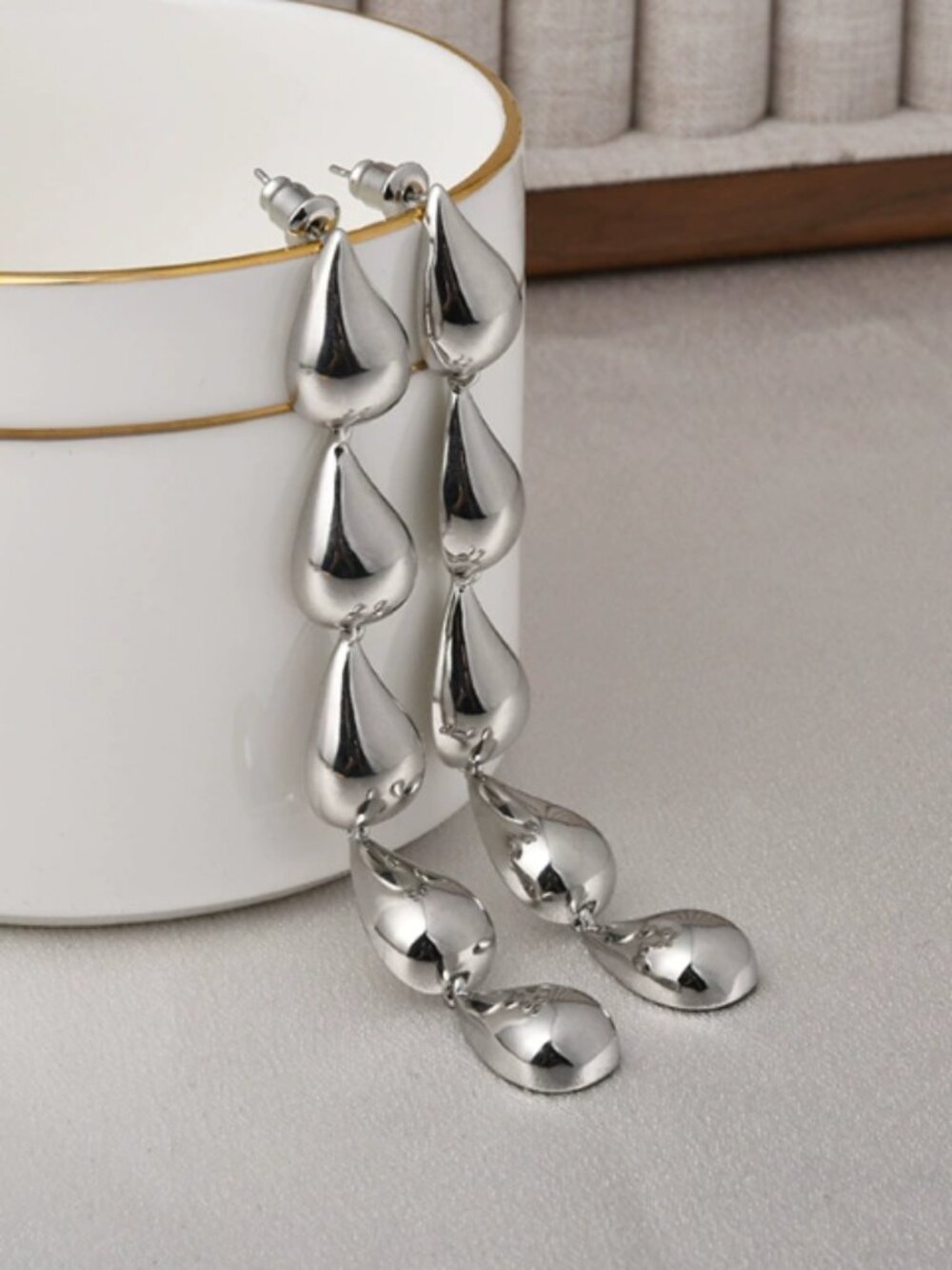 Chunky Silver Waterfall Drop Earrings